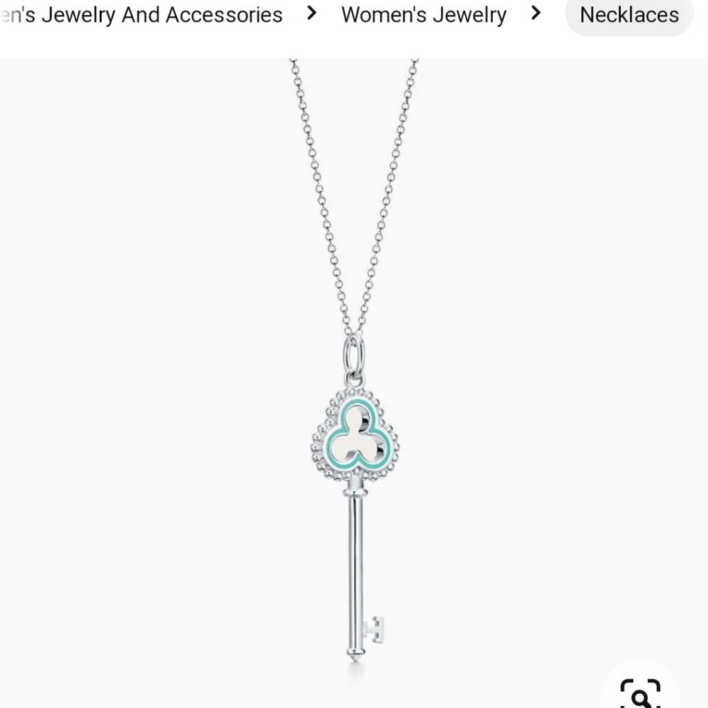 Tiffany Co. Keys beaded open trefoil key pendant, sterling silver, small, 16"